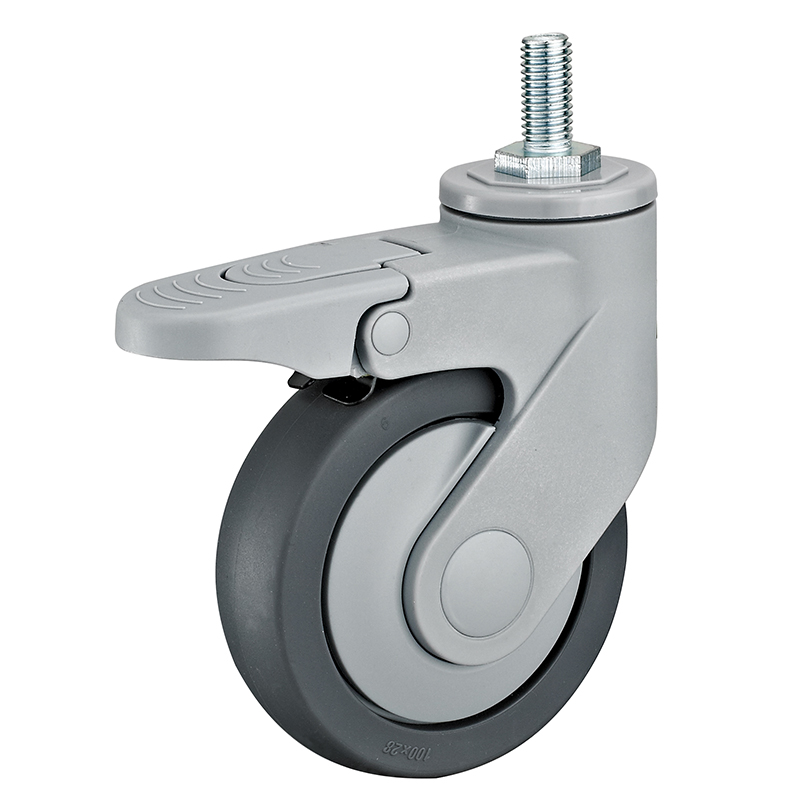 IMtgb 42(12) - Аппаратное колесо из термопластичной резины 100мм (болт М12, торм, шарикоп, г/п80 кг)